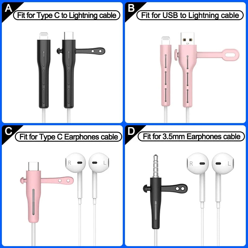 Cable Organizer Clip Soft Silicone Tangle-Free Cord Storage