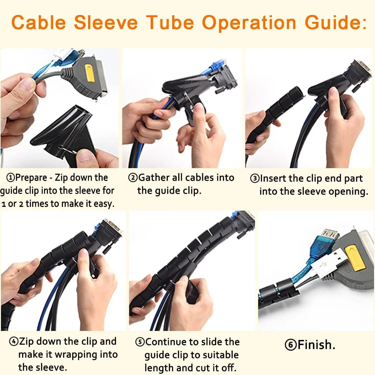 Cable Organizer Sleeve Expandable Coil Spring-Loaded Tool