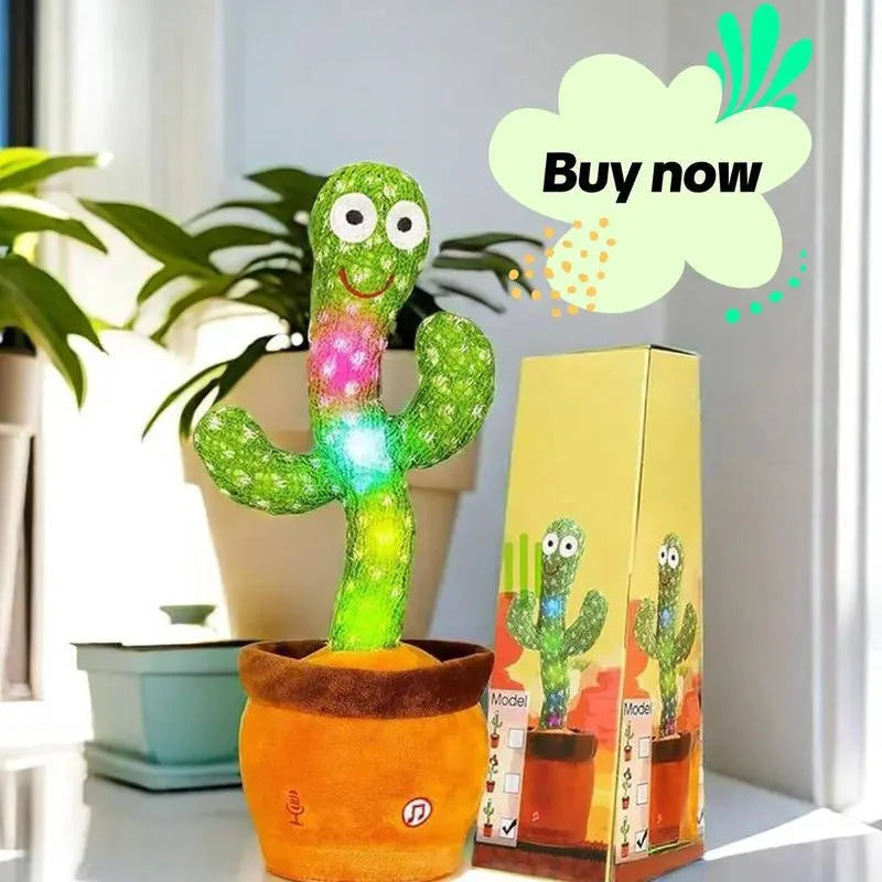 Cactus Plush Toy Organic Cotton Voice Recorder & LED Lights