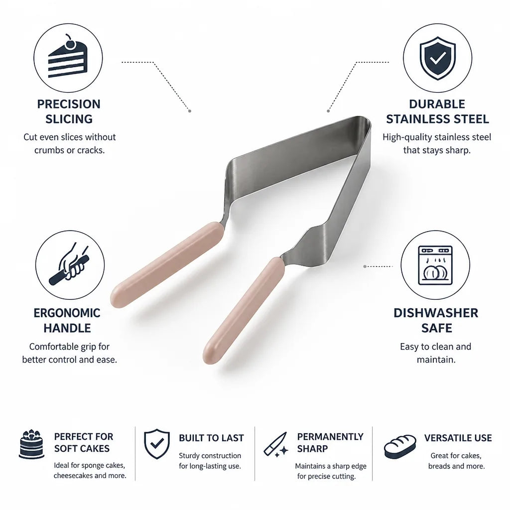 Cake Server Ergonomic Handle Stainless Steel & Dishwasher Safe