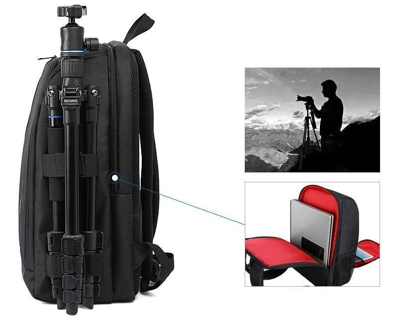 Camera Backpack Compact Adjustable Padded Dividers & Double Zippers