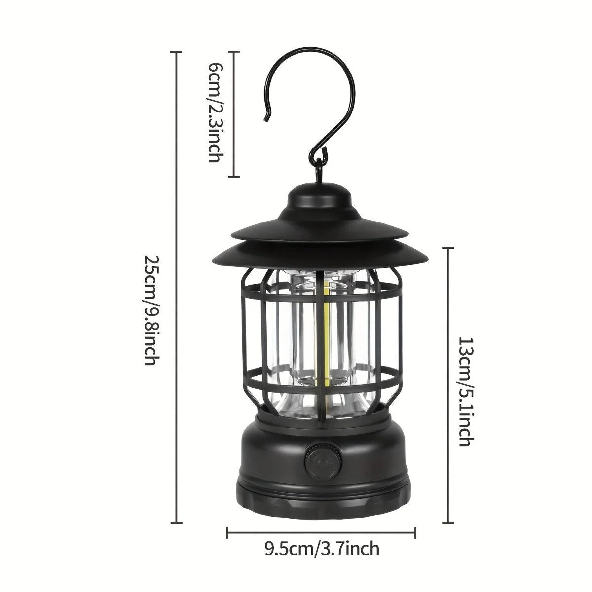 Camping Lantern Rechargeable Touch & Rotary Dial 6-Hour Runtime