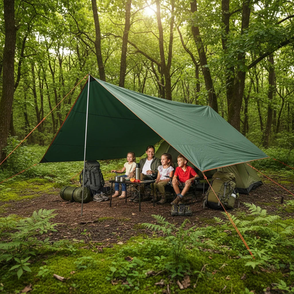 Camping Tarp Heavy-Duty Waterproof Reinforced Grommets & Taped Edges