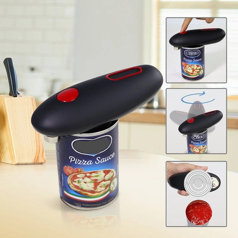 Can Opener Automatic 360° Rotation Auto-Stop Smooth Edge Lid Removal
