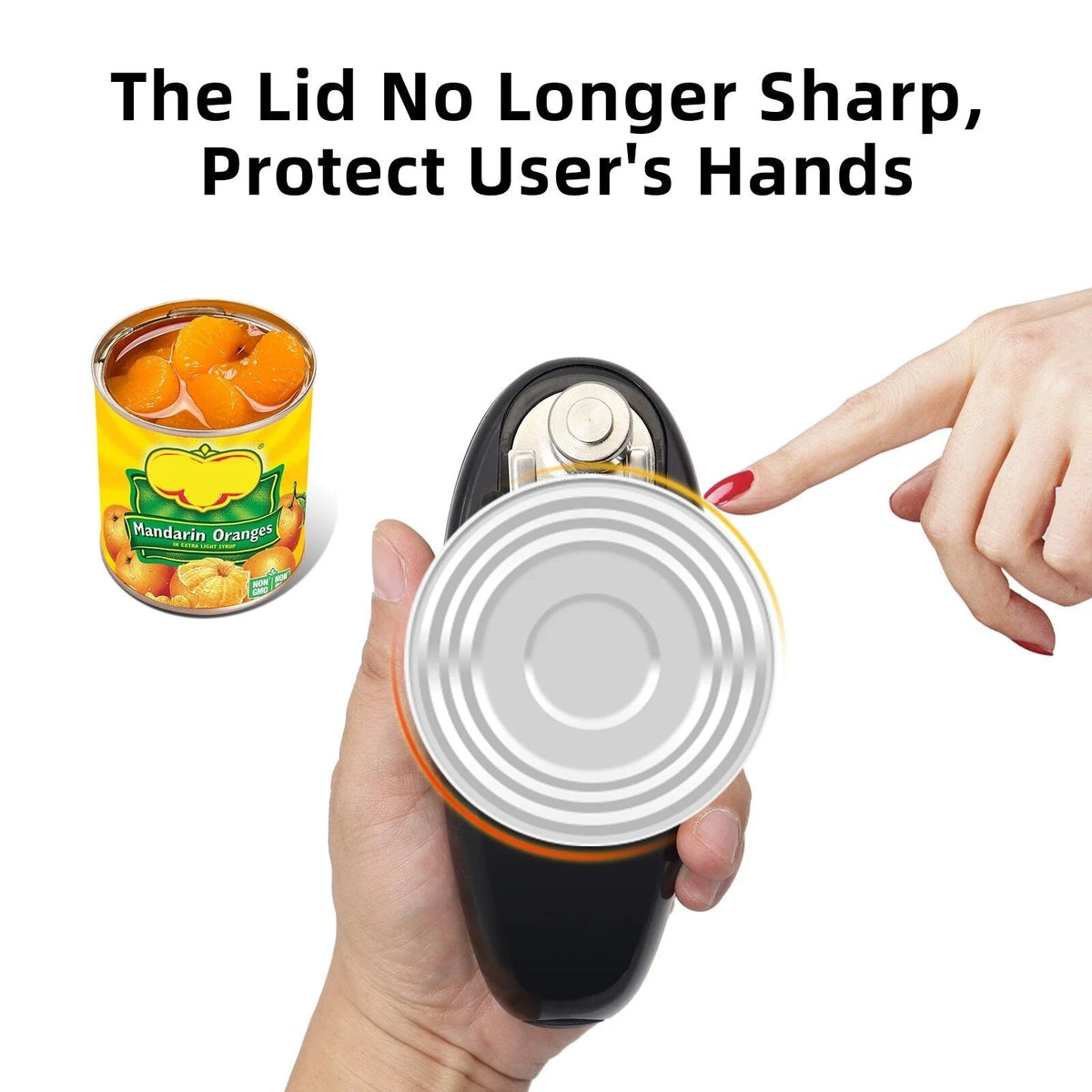 Can Opener Automatic 360° Rotation Auto-Stop Smooth Edge Lid Removal