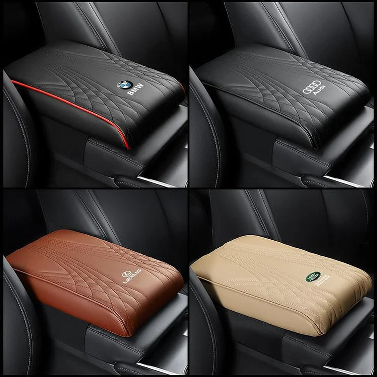 Car Armrest Cover Memory Foam Water-Resistant Faux Leather