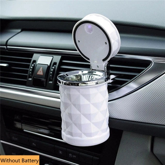 Car Ashtray Compact Solar-Powered Blue LED Heat-Resistant