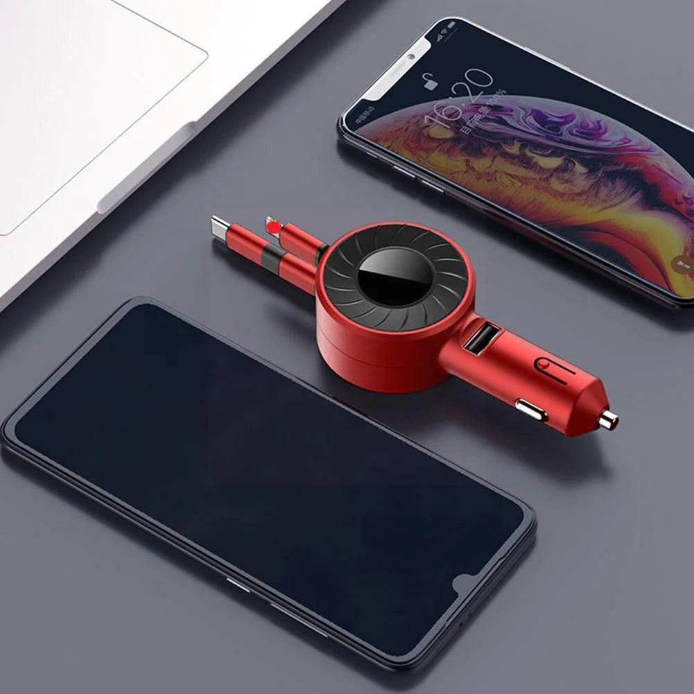 Car Charger Retractable 3-in-1 Fast Charging