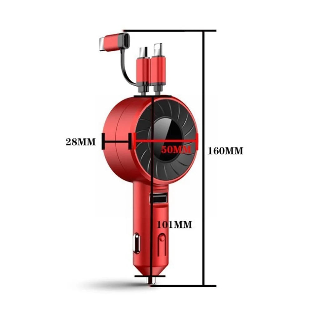 Car Charger Retractable 3-in-1 Fast Charging