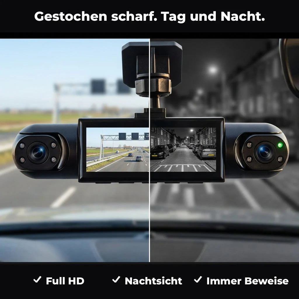 Car Dash Cam 360° Coverage Infrared Night Vision GPS Time Sync