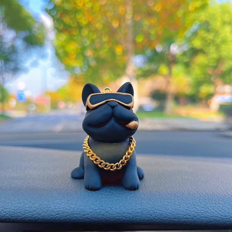 Car Dashboard Bulldog Figurine Resin Compact