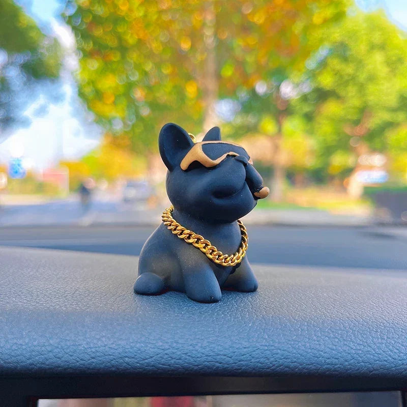 Car Dashboard Bulldog Figurine Resin Compact