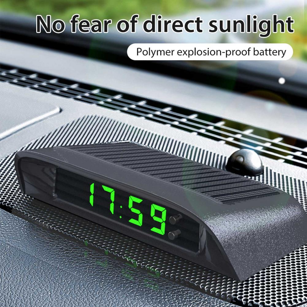 Car Dashboard Clock Solar-Powered Auto-Brightness Display