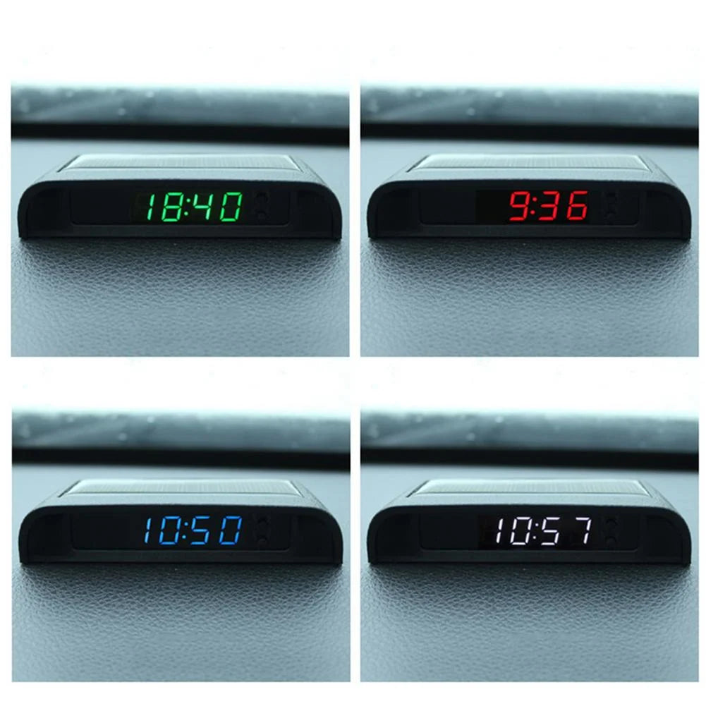 Car Dashboard Clock Solar-Powered Auto-Brightness Display