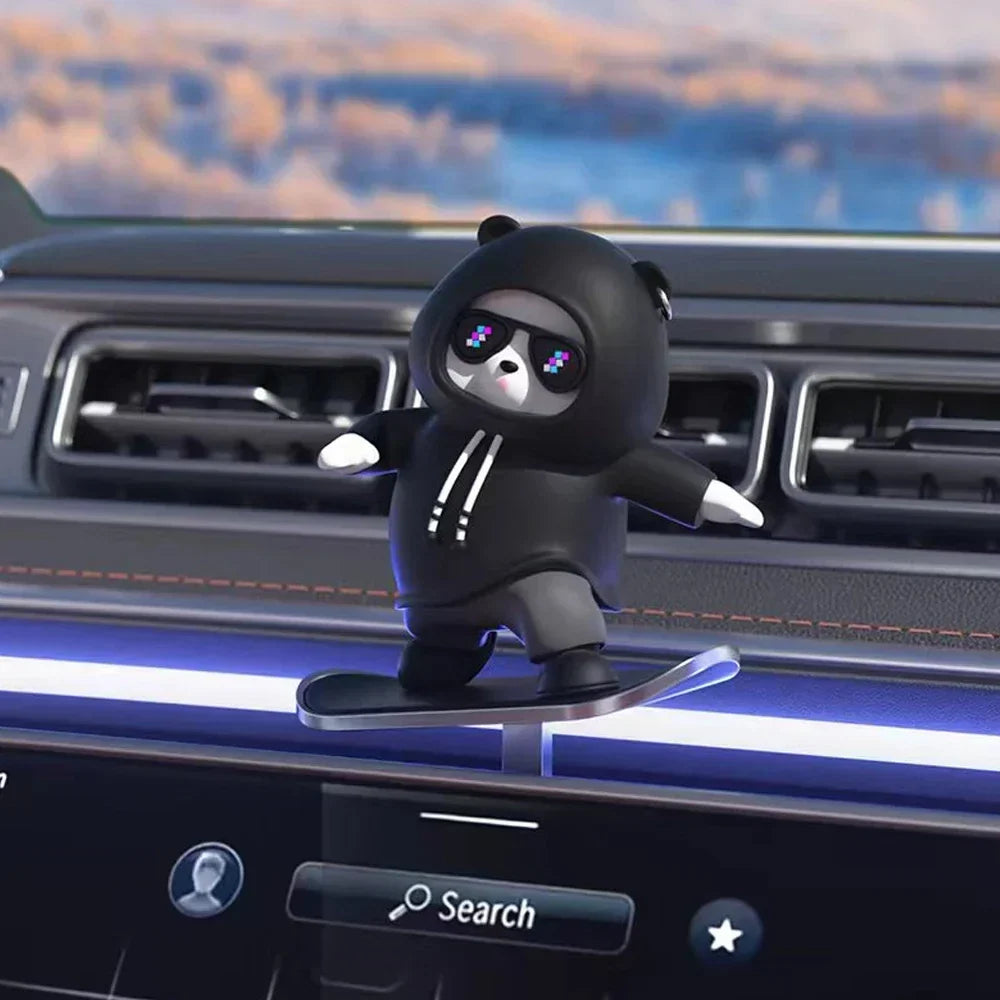 Car Decor Skateboarding Bear Figure Silicone