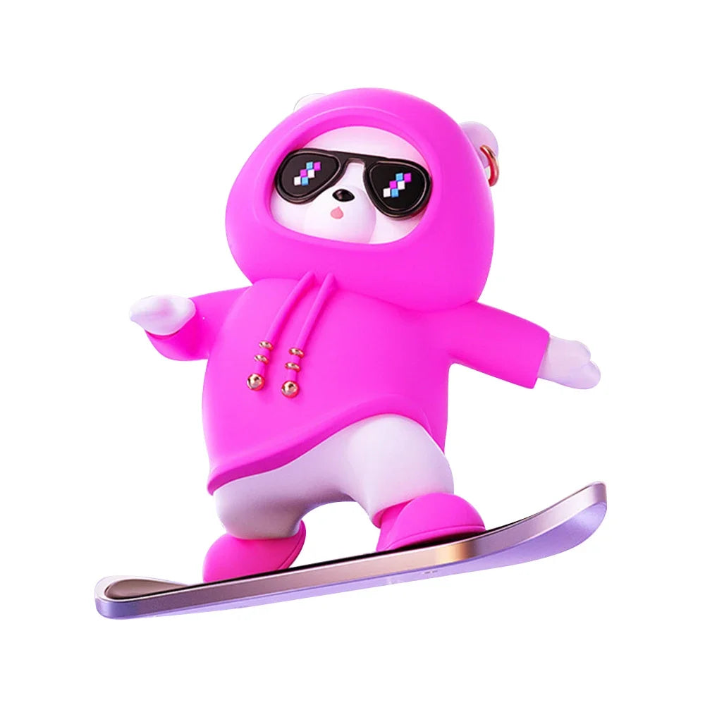 Car Decor Skateboarding Bear Figure Silicone