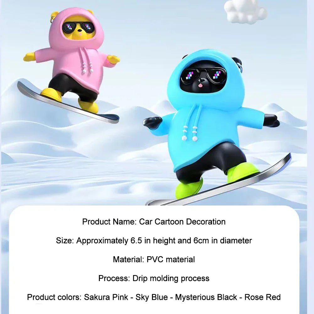 Car Decor Skateboarding Bear Figure Silicone
