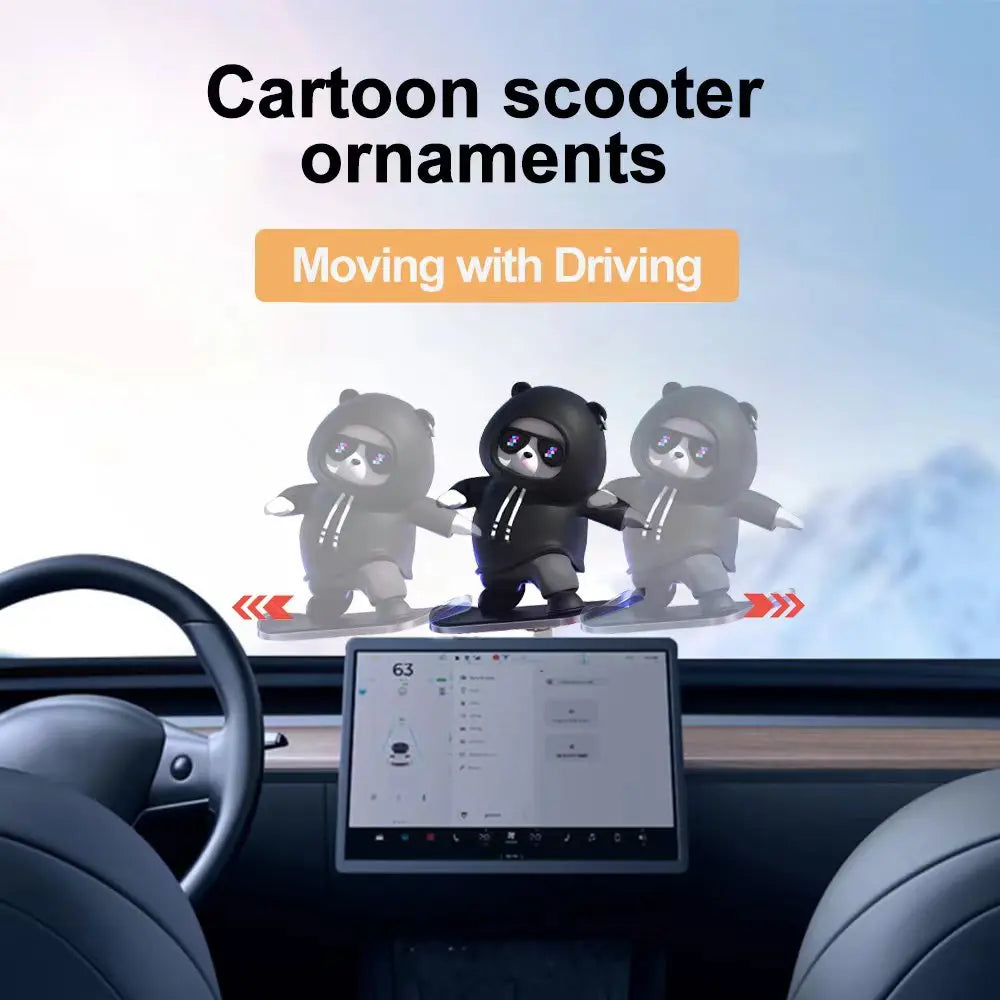 Car Decor Skateboarding Bear Figure Silicone