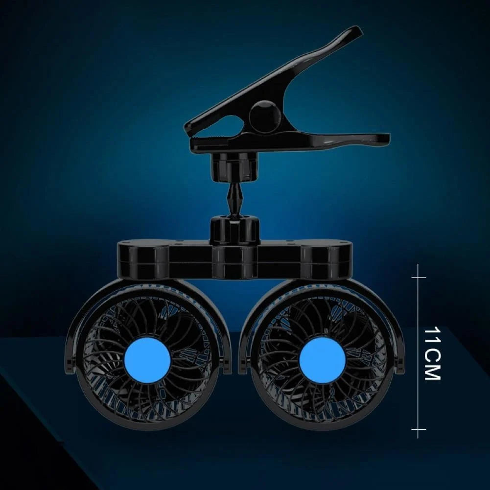 Car Fan 360° Rotating Adjustable Speed Clip-On Mount