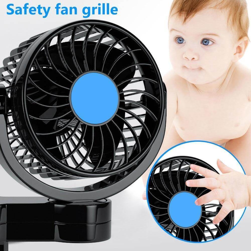 Car Fan 360° Rotating Adjustable Speed Clip-On Mount