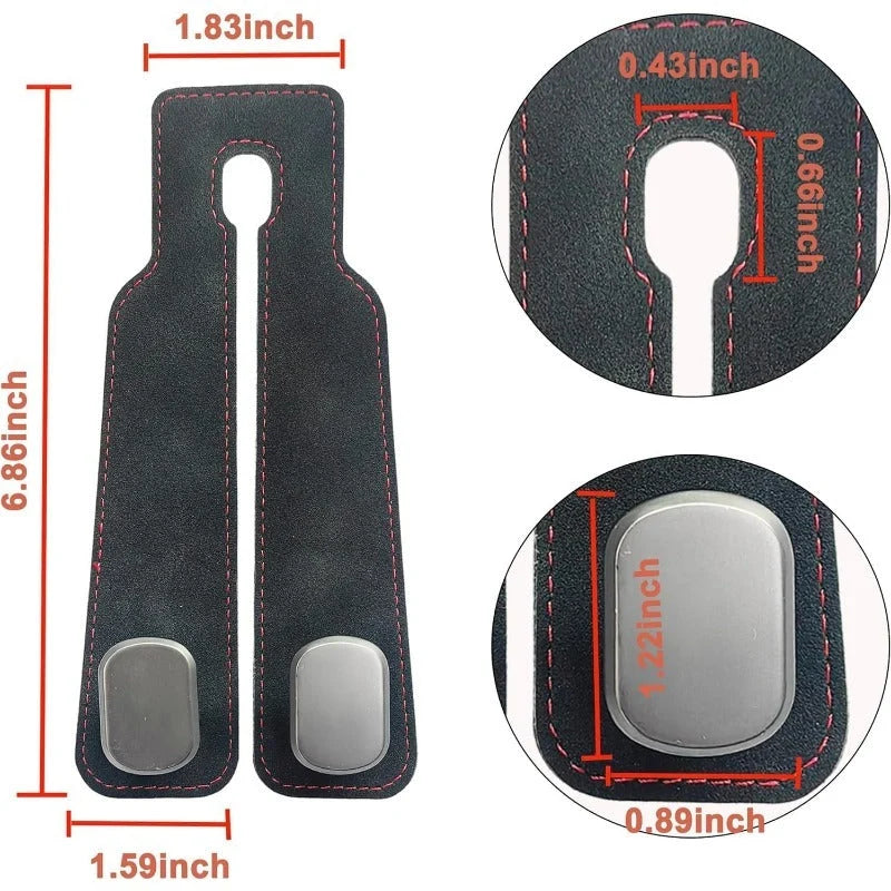 Car Headrest Hooks Leather-Wrapped Foldable Pair 30 lb Capacity