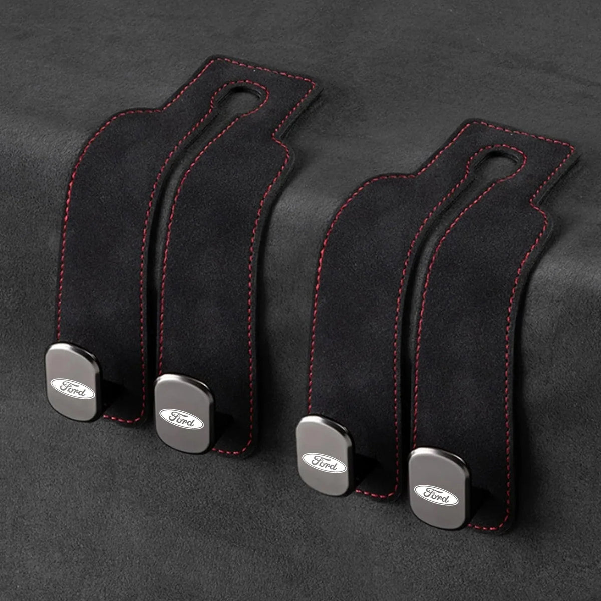Car Headrest Hooks Leather-Wrapped Foldable Pair 30 lb Capacity