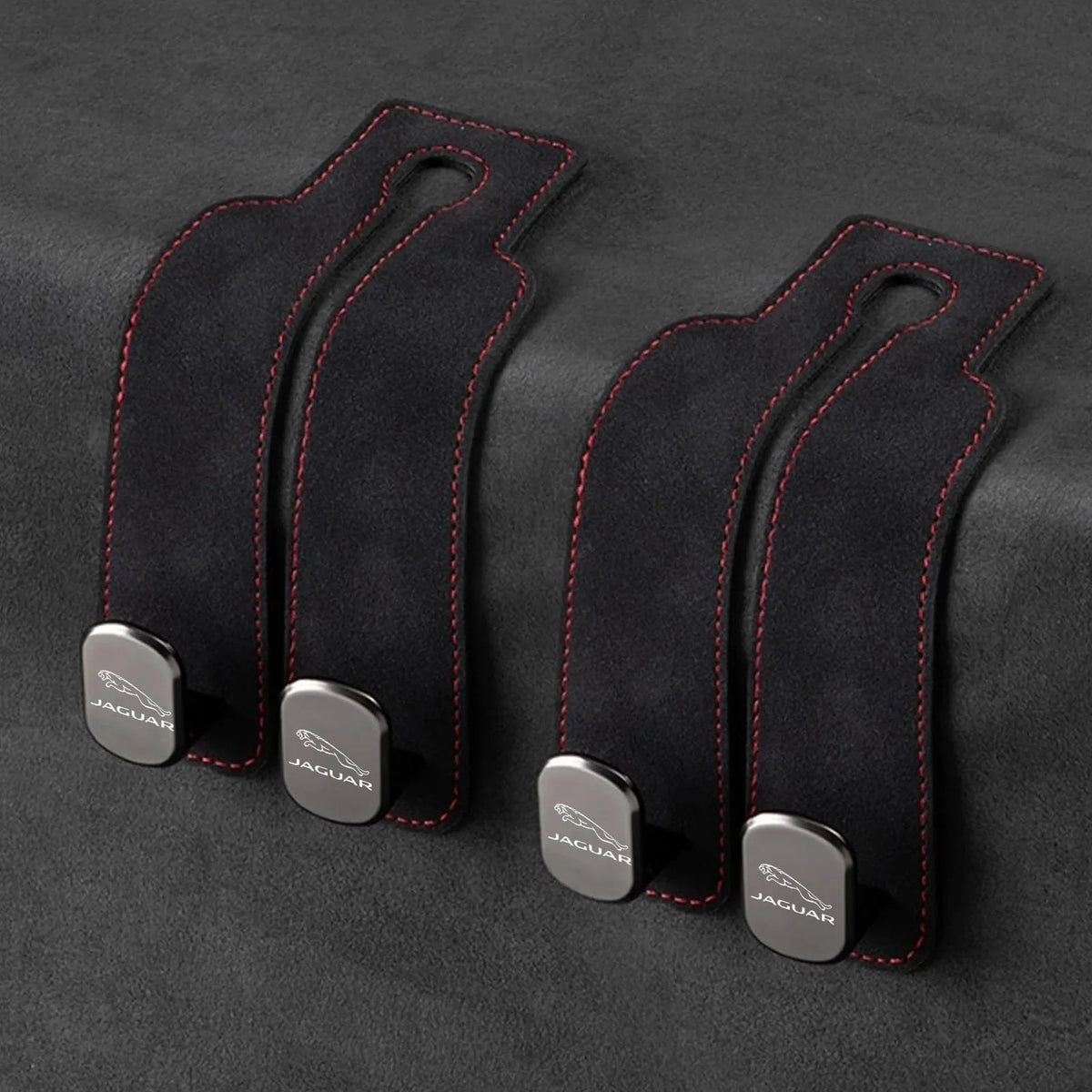 Car Headrest Hooks Leather-Wrapped Foldable Pair 30 lb Capacity