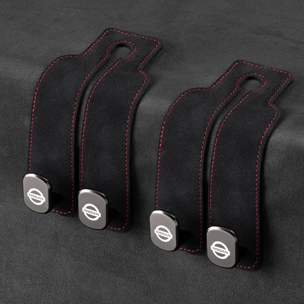 Car Headrest Hooks Leather-Wrapped Foldable Pair 30 lb Capacity
