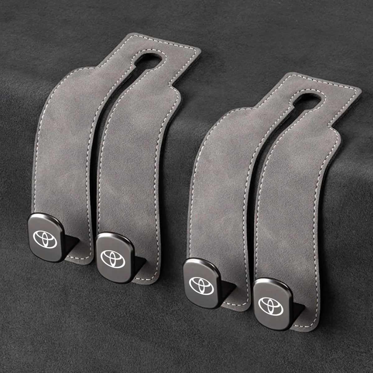 Car Headrest Hooks Leather-Wrapped Foldable Pair 30 lb Capacity