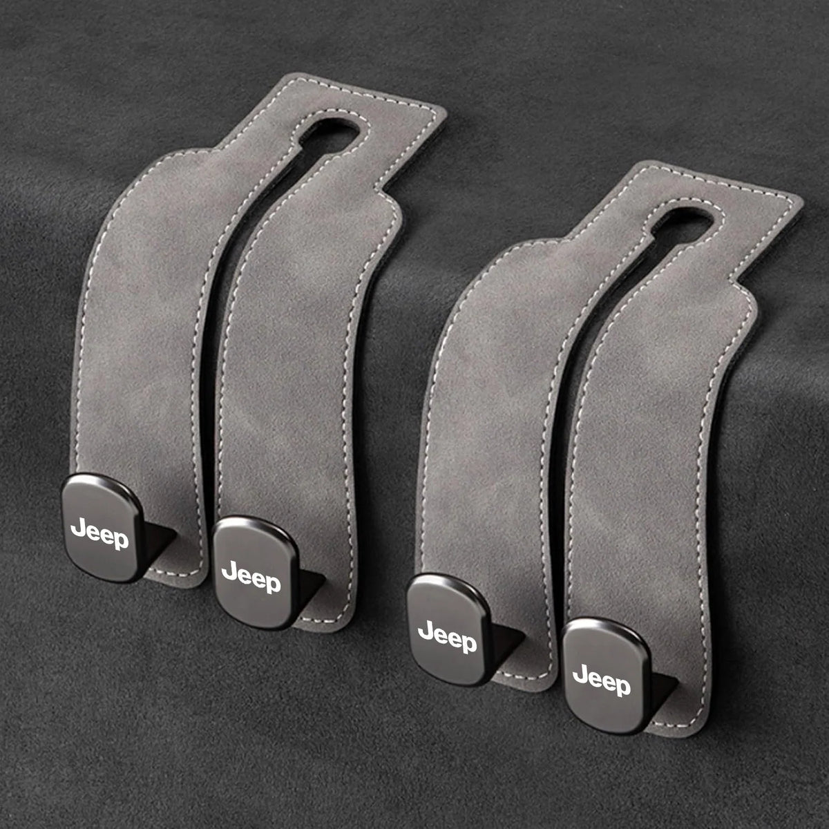 Car Headrest Hooks Leather-Wrapped Foldable Pair 30 lb Capacity