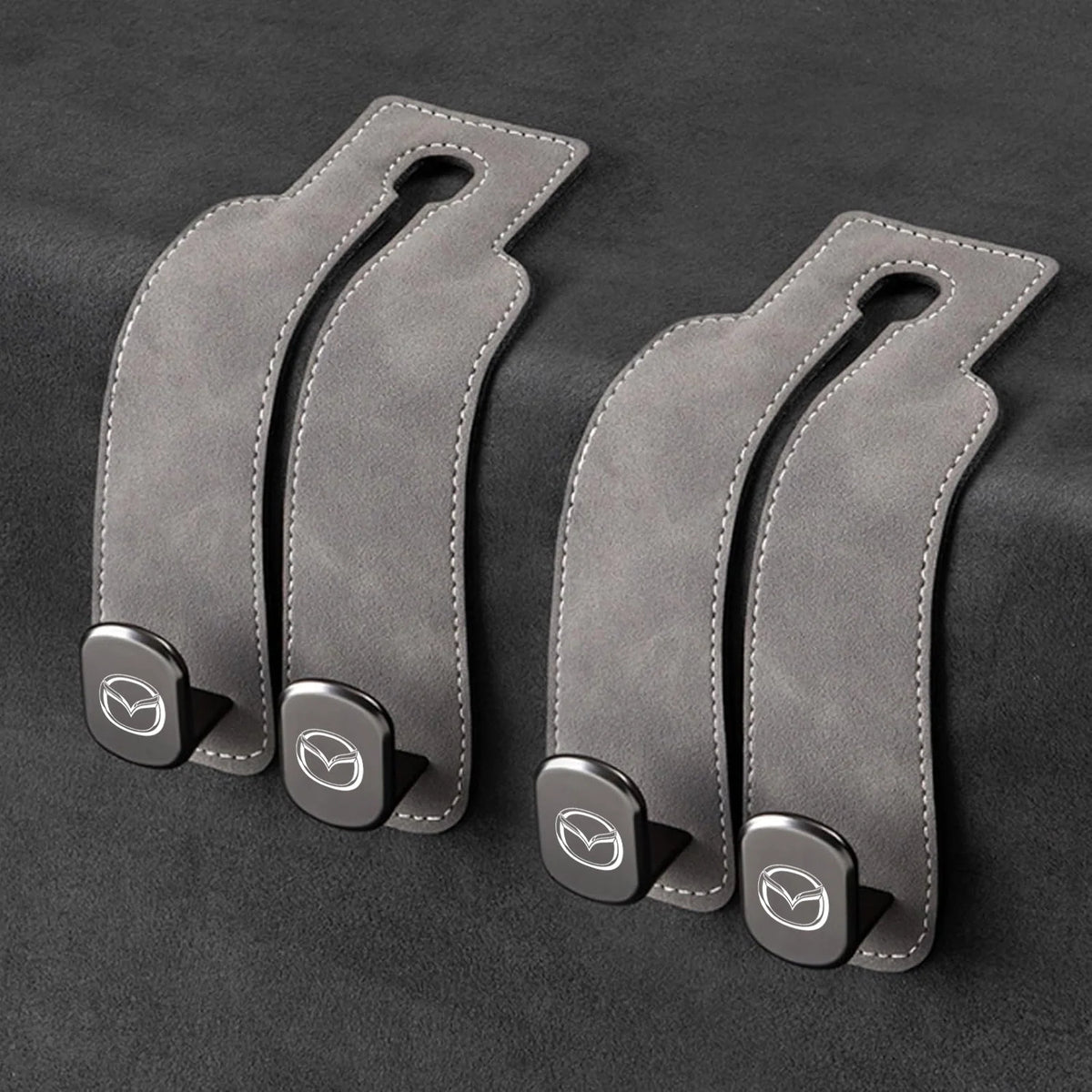 Car Headrest Hooks Leather-Wrapped Foldable Pair 30 lb Capacity