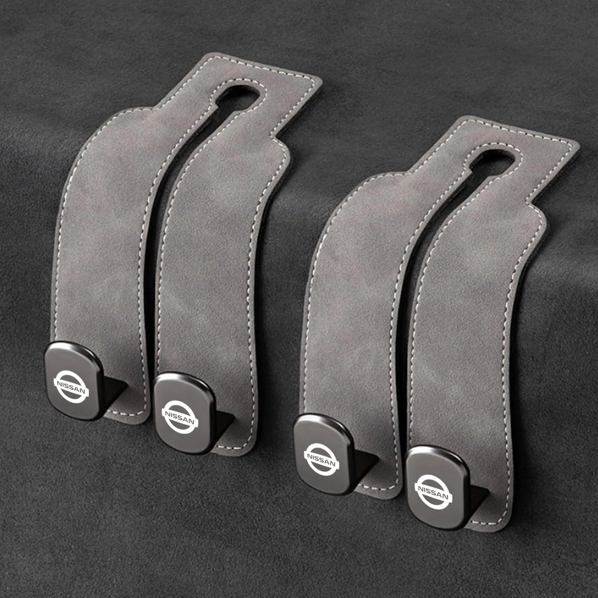 Car Headrest Hooks Leather-Wrapped Foldable Pair 30 lb Capacity