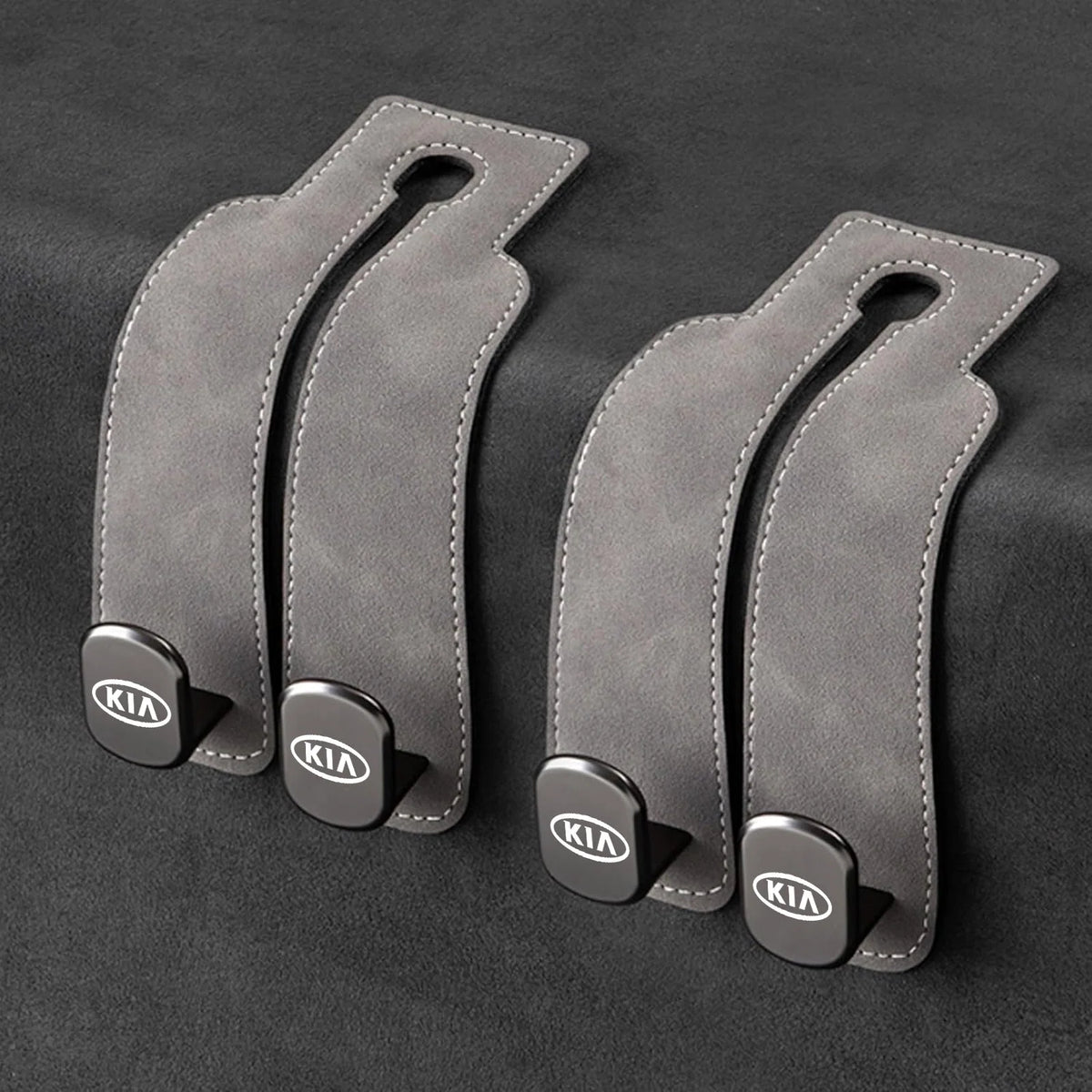 Car Headrest Hooks Leather-Wrapped Foldable Pair 30 lb Capacity