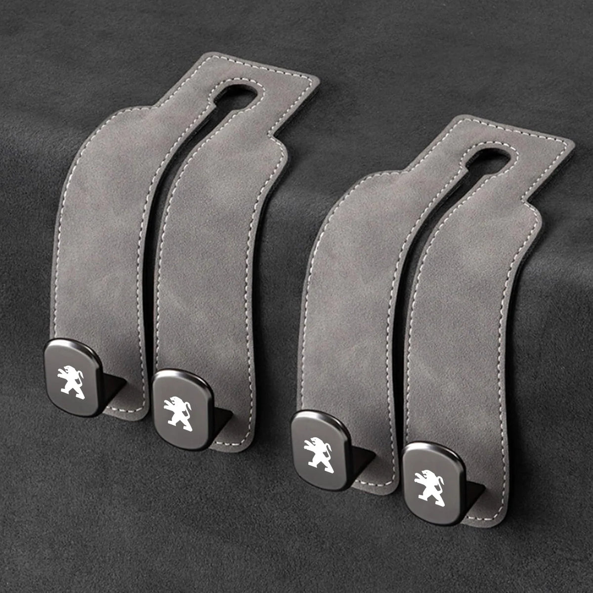 Car Headrest Hooks Leather-Wrapped Foldable Pair 30 lb Capacity