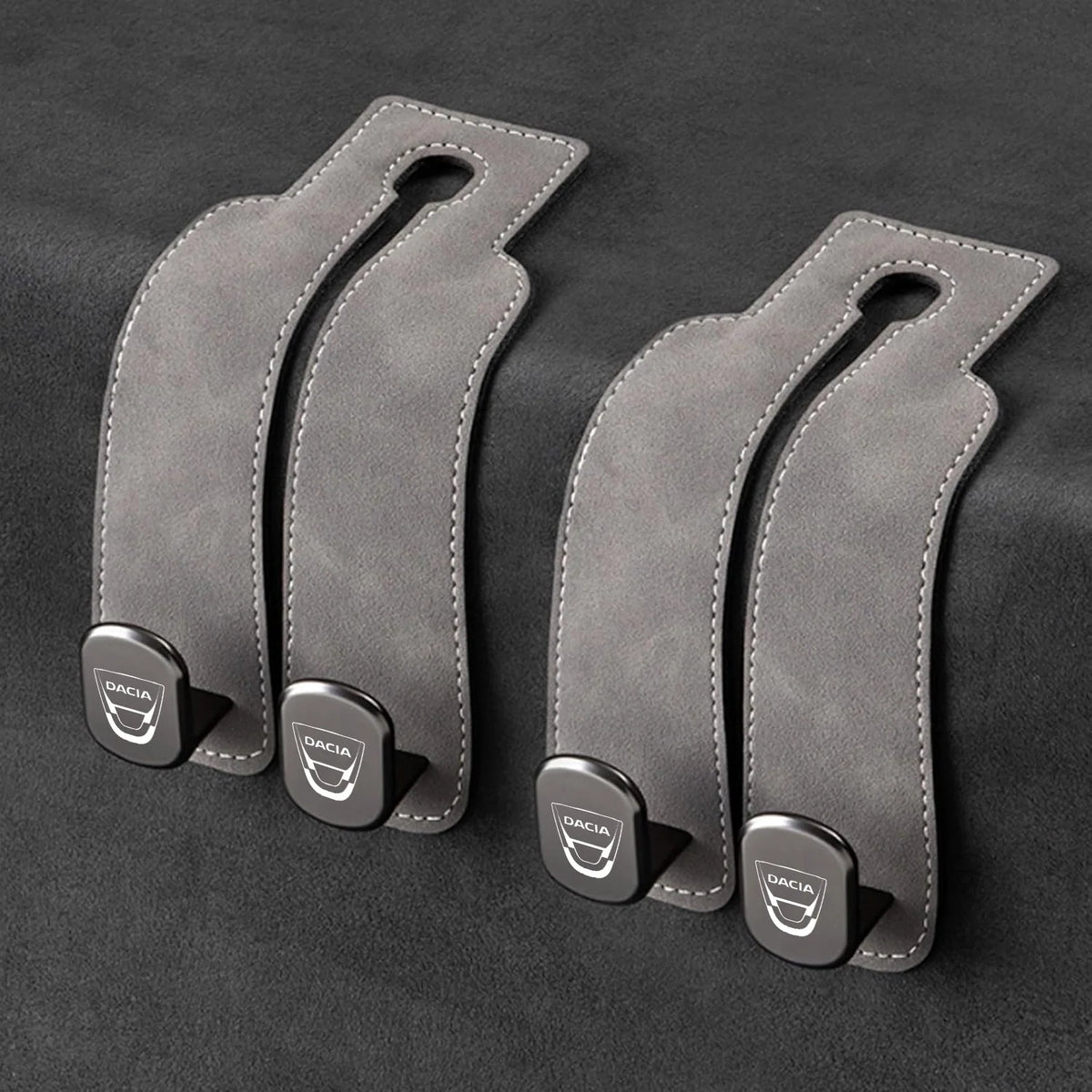 Car Headrest Hooks Leather-Wrapped Foldable Pair 30 lb Capacity