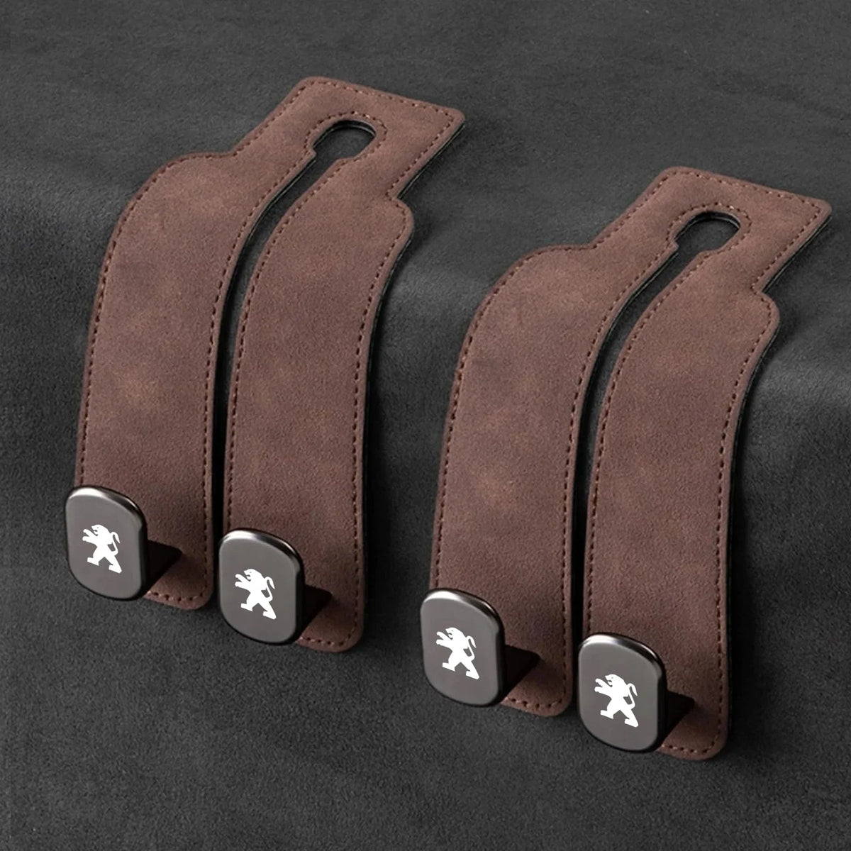 Car Headrest Hooks Leather-Wrapped Foldable Pair 30 lb Capacity