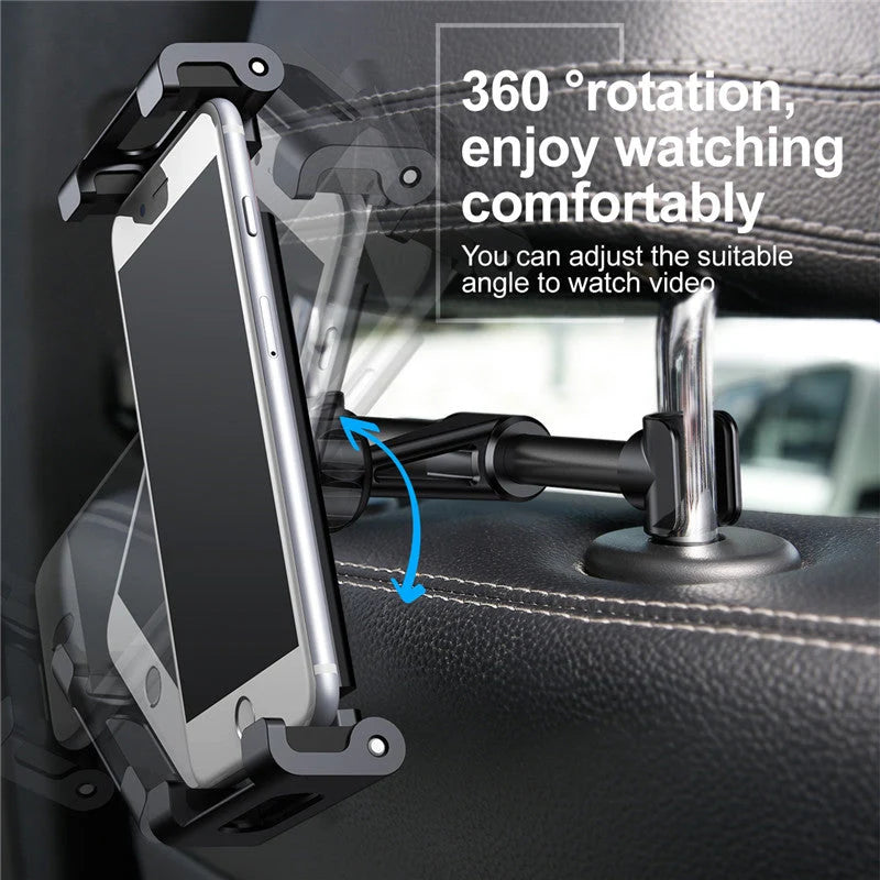 Car Headrest Tablet & Phone Holder 360° Rotating Mount