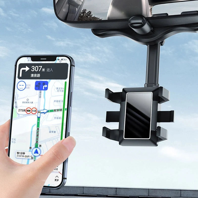 Car Phone Holder Rearview Mirror Mount Rotating Universal Fit