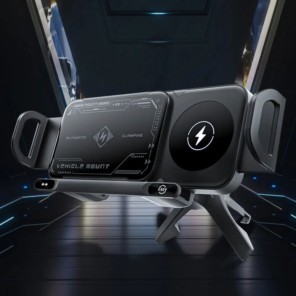Car Phone Holder Wireless Charging Touch-Sensor Auto-Clamp 360° Rotation