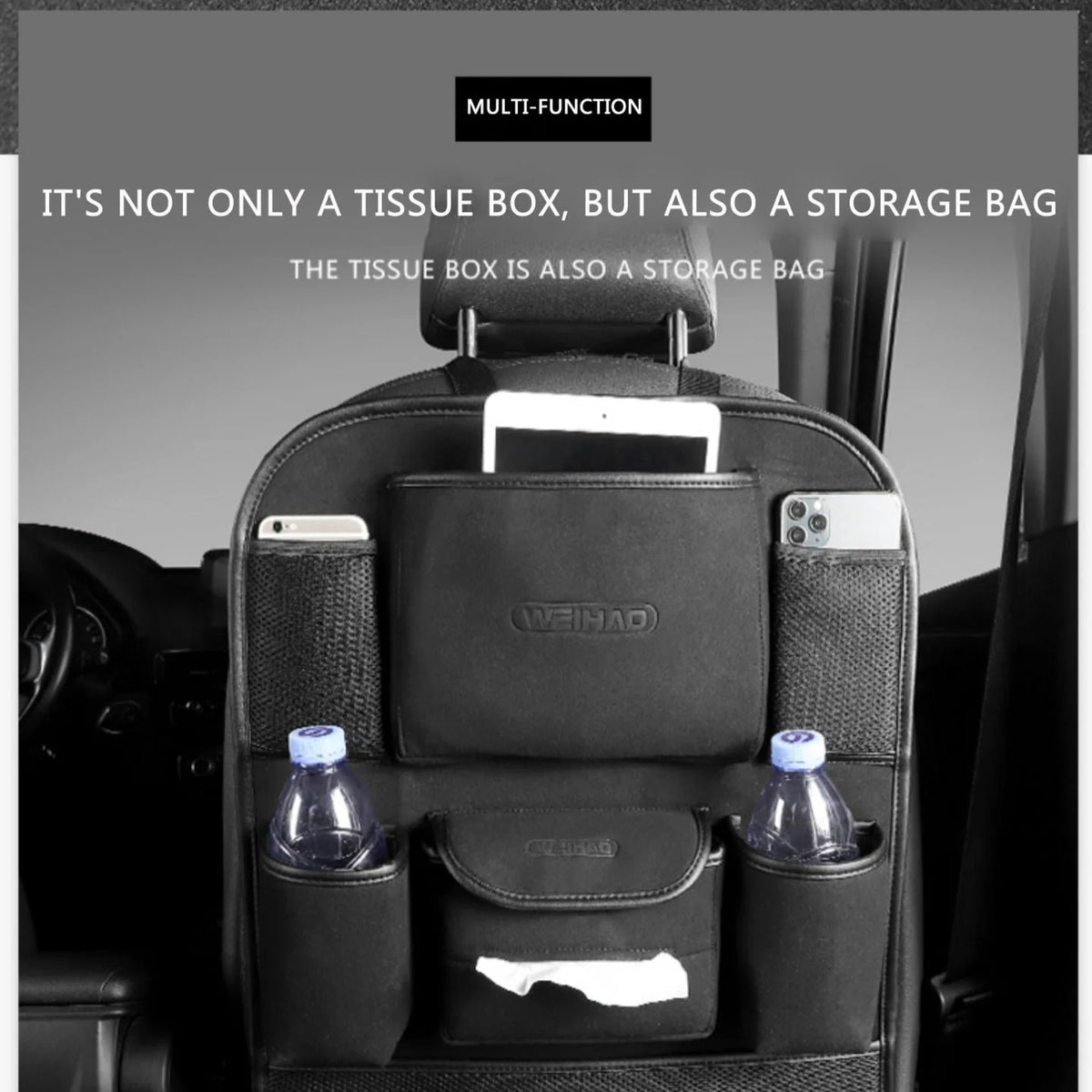 Car Seat Back Organizer 8 Pockets Backseat Storage