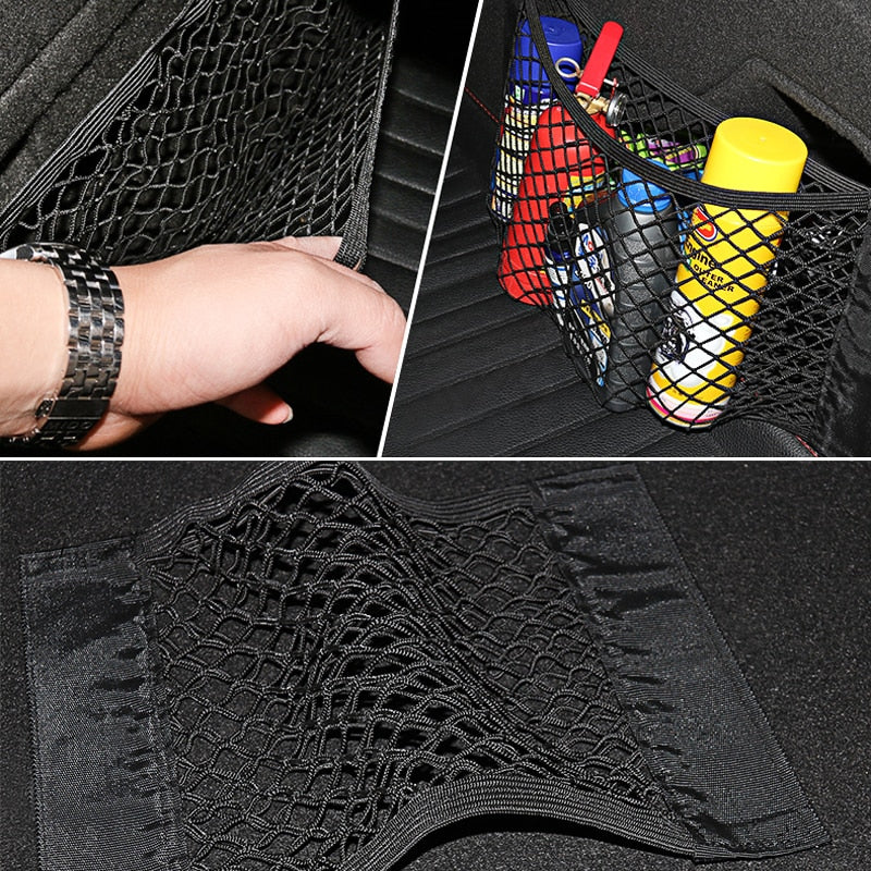 Car Seat Back Organizer Stretchable Dual-Layer Mesh Storage Net