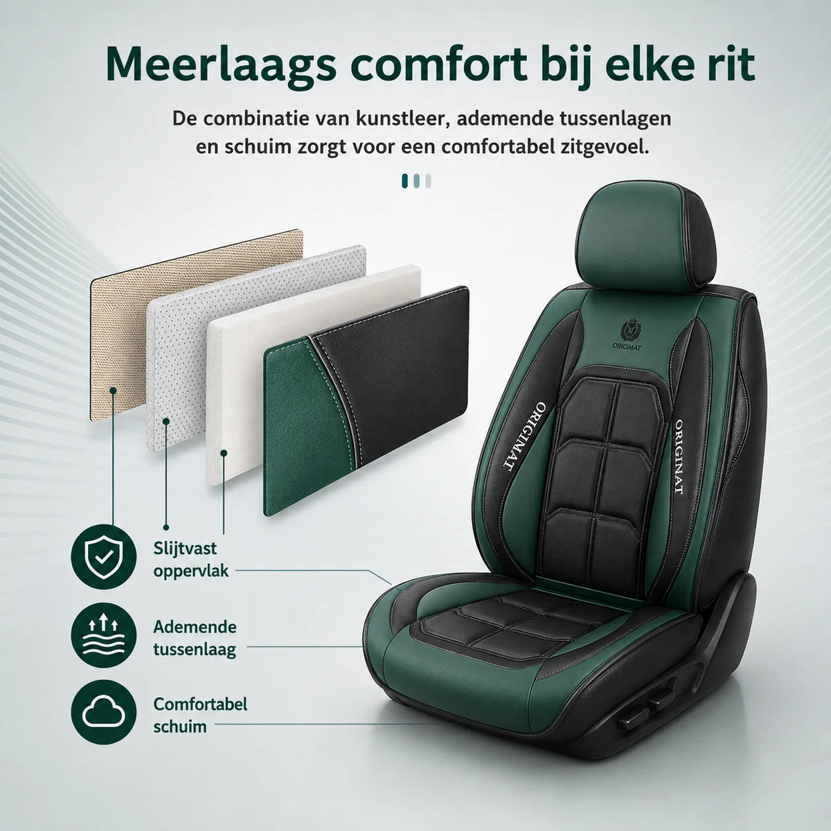 Car Seat Cover Set Quilted Padded 11-Piece Airbag Compatible