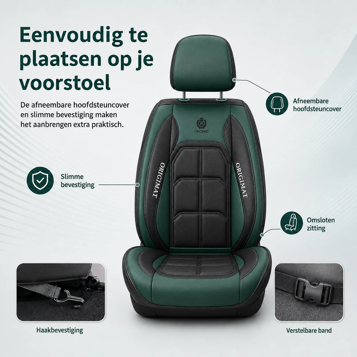 Car Seat Cover Set Quilted Padded 11-Piece Airbag Compatible