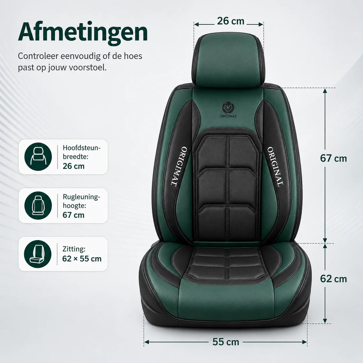 Car Seat Cover Set Quilted Padded 11-Piece Airbag Compatible