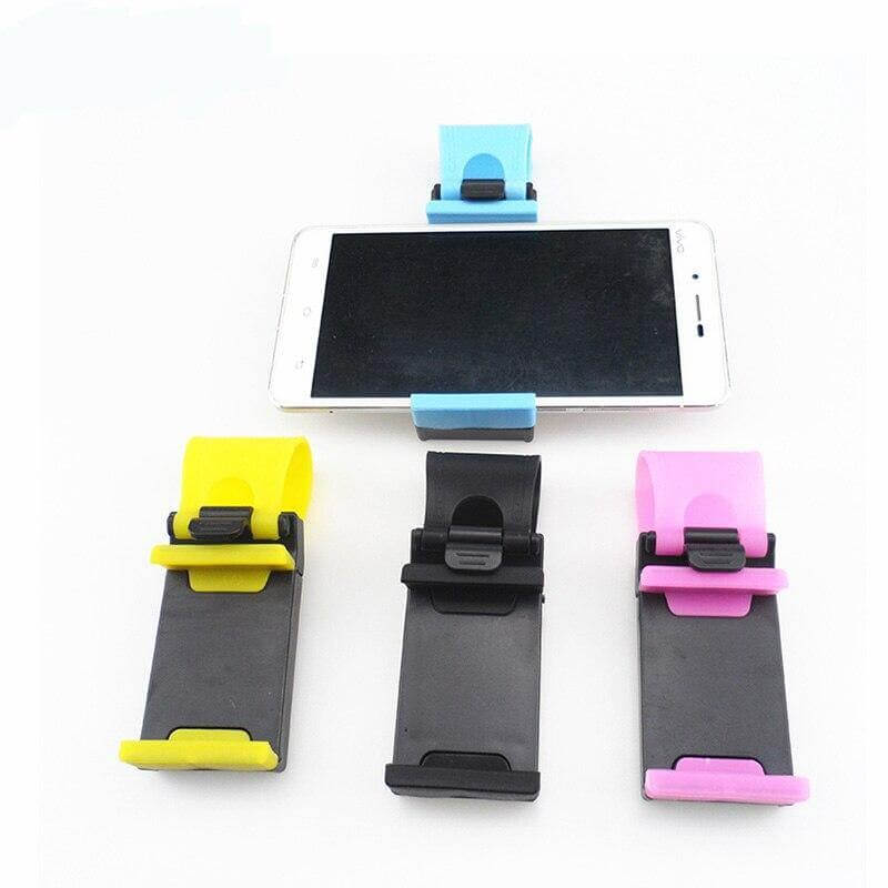 Car Steering Wheel Phone Holder Clip-On Soft Silicone Padding