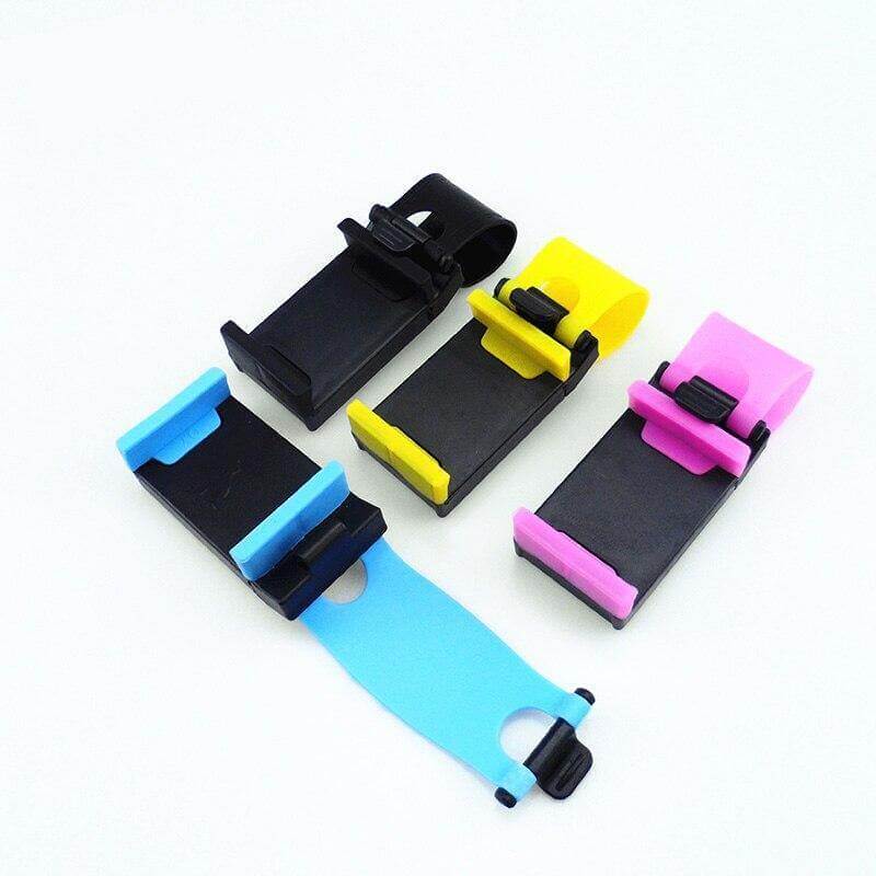 Car Steering Wheel Phone Holder Clip-On Soft Silicone Padding
