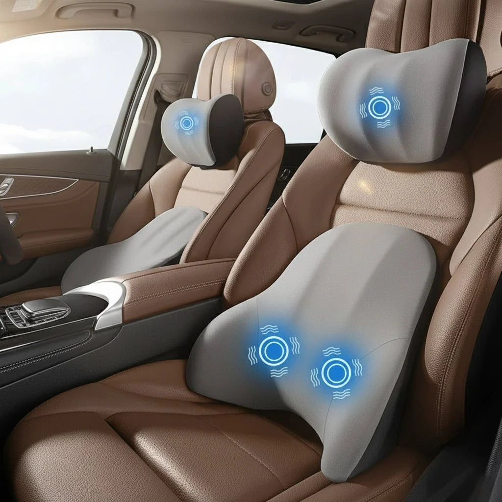 Car Support Cushion Neck & Lumbar Vibration Massage
