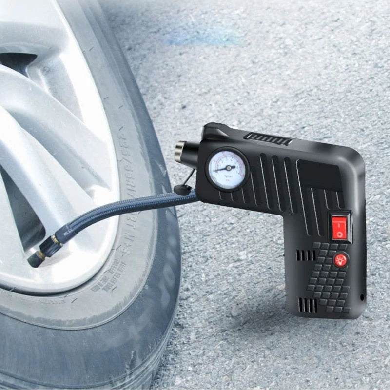 Car Tire Inflator 12V LED Light & Safety Hammer