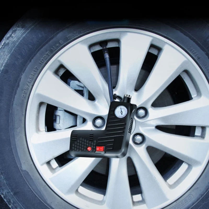 Car Tire Inflator 12V LED Light & Safety Hammer