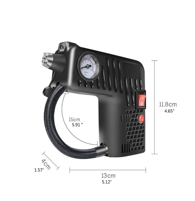 Car Tire Inflator 12V LED Light & Safety Hammer